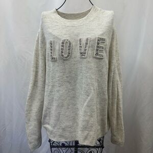 H&M grey sequin love sweater size M